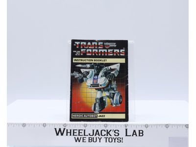 Jazz Action Figure Instruction Manual Booklet 1985 Hasbro G1 Transformers