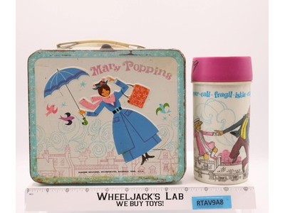 Mary Poppins Metal Lunchbox W/THERMOS 1964 Aladdin Vintage Disney Productions