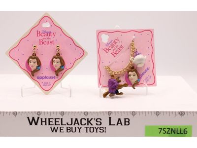 Earrings and Charm Bracelet Set Beauty and the Beast Disney Applause NEW