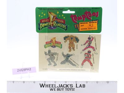 Temporary Tattoos Mighty Morphin Power Rangers 1994 Gordy NEW SEALED