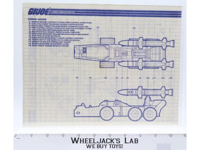 Cobra Adder 1987 ORIGINAL Instructions/ Blueprints G.I. Joe Hasbro Action Figure