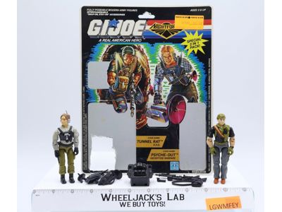 Tunnel Rat & Psyche Out Night Force Complete 34 Cardback G.I. Joe 1988 Hasbro