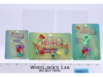 Lot of 2 Bracelets + Zipper Pull Charm The Little Mermaid Disney Applause NEW