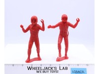 2-pc LOT Louis Marx Spaceman 5.25" 5.5" 1970 Astronaut Red Plastic Vintage