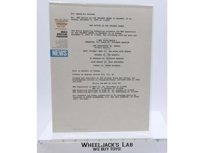 WWF Press Release on Official Letterhead Nov 8 1992 Orlando Arena Superstars #2