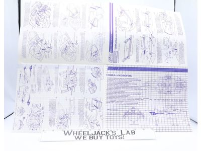 Cobra Hydrofoil Moray 1985 ORIGINAL Instructions/ Blueprints G.I. Joe Hasbro