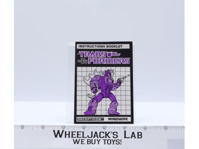 Mindwipe Instruction Manual Booklet Action Figure 1986 Hasbro G1 Transformers