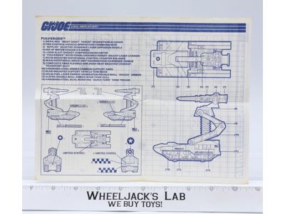 Pulverizer 1988 ORIGINAL Instructions / Blueprints G.I. Joe Hasbro