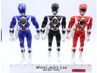 Lot of 3 Red Black Blue Power Rangers 1994 8" Bandai Action Figures