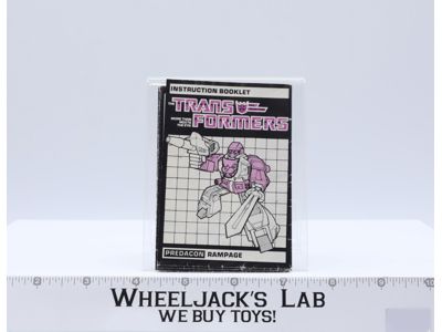 Rampage Action Figure Instruction Manual Booklet 1986 Hasbro G1 Transformers