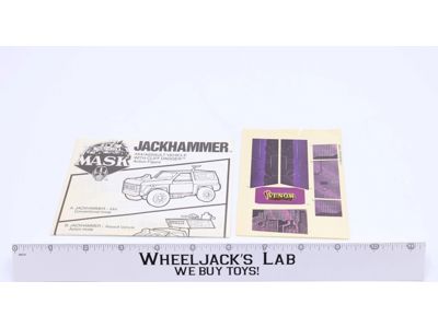 Kenner 1985 M.A.S.K. Jackhammer Original INSTRUCTION SHEET & STICKERS ONLY