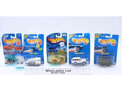 Lot of 5 Hot Wheels 1990 1997 2001 Mattel Blue Card Range Rover Ramp Truck NEW