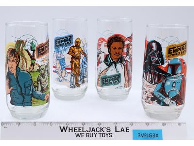 Complete Set of 4 Star Wars Empire Strikes Back Glass Cups 1980 Burger King