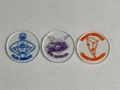 Power Rangers Set of 3 Clear Plastic Pog Slammers Lot #21 Discs Caps Near Mint