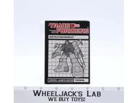 Topspin Instructions Manual Booklet 1984 Hasbro G1 Transformers