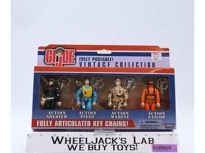 Collection Four Keychains GI Joe Action Soldier Pilot Marine Sailor Fun4All 2001