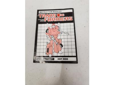 Hot Rod Instruction Manual Booklet Action Figure 1986 Hasbro G1 Transformers