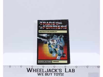 Mirage Instruction Manual Booklet 1985 Hasbro G1 Transformers Vintage