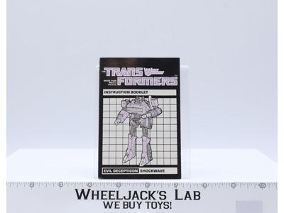 Shockwave Instruction Manual Booklet 1985 Hasbro G1 Transformers Action Figure