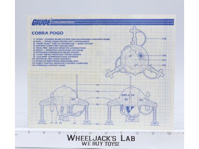 Cobra Pogo 1987 ORIGINAL Instructions/ Blueprints G.I. Joe Hasbro Action Figure