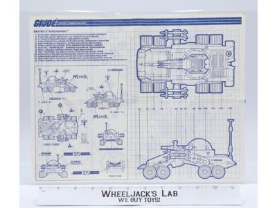 Destro's Razorback 1989 ORIGINAL Instructions/Blueprints G.I. Joe Hasbro Vehicle