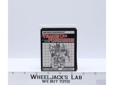 Metroplex Instruction Manual Booklet 1985 Hasbro G1 Transformers