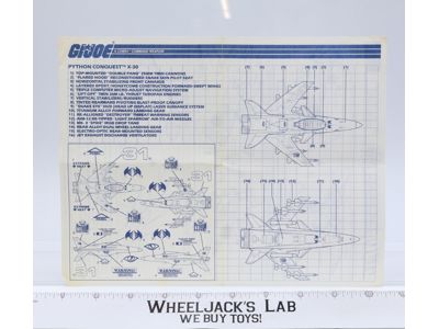 Python Conquest X-30 1988 ORIGINAL Instructions / Blueprints G.I. Joe Hasbro