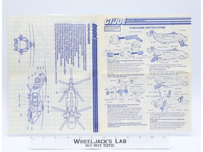 Tomahawk 1986 ORIGINAL Instructions / Blueprints G.I. Joe Hasbro Action Figure