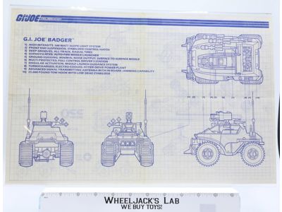 Badger 1991 ORIGINAL Instructions/ Blueprints G.I. Joe Hasbro Action Figure