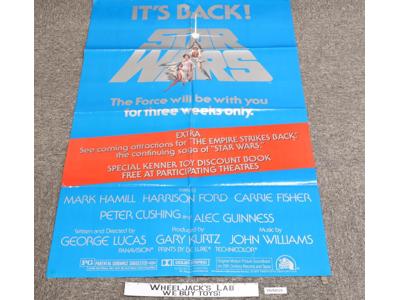 It's Back Star Wars Mark Hamill Harrison Ford Original 1979 Movie Poster 41 x 27