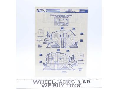 Mobile Command Center Label Placement ORIGINAL Instructions/Blueprints G.I. Joe
