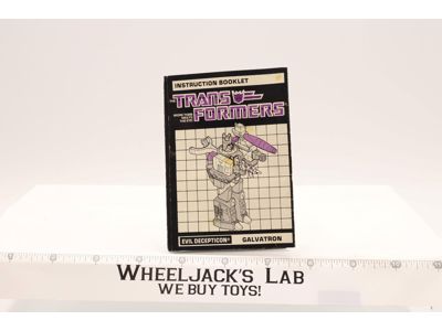 Galvatron Action Figure Vintage Instruction Booklet Manual 1986 G1 Transformers