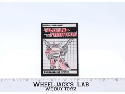 Inferno Action Figure Vintage Instruction Manual 1985 Hasbro G1 Transformers