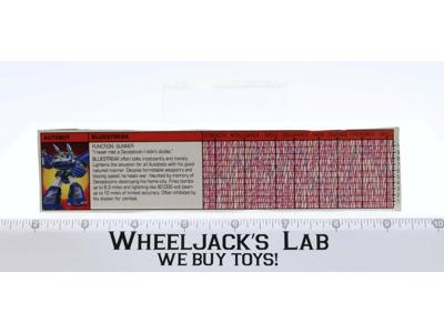 Bluestreak Action Figure Tech Spec 1985 Vintage Hasbro G1 Transformers