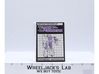 Snapdragon Action Figure Instruction Manual Booklet 1986 Hasbro G1 Transformers