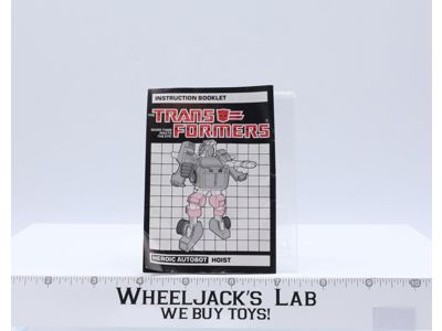 Hoist Instruction Manual Booklet Action Figure 1985 Hasbro G1 Transformers