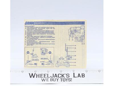 Tri-Blaster 1988 ORIGINAL Instructions / Blueprints G.I. Joe Action Figure