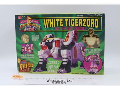 White Tigerzord W/Ranger Power Rangers 1994 Bandai Vintage Action Figure