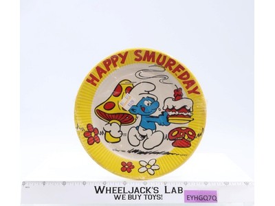 Pack of 8 Smurf Party Paper Plates Happy Smurfday Vintage NEW SEALED Unique