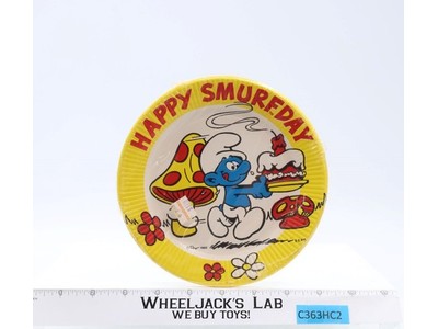 Pack of 8 Smurf Party Paper Plates Happy Smurfday Vintage NEW SEALED Unique