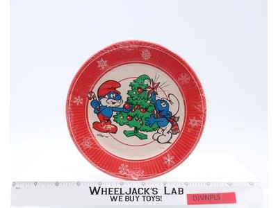 Pack of 8 Smurf Party Paper Plates Christmas Vintage NEW SEALED Unique