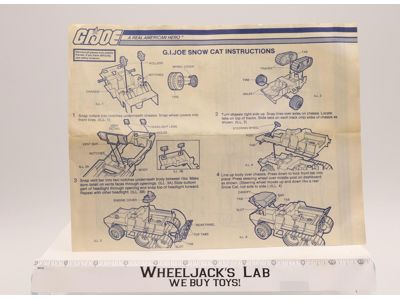 Snow Cat 1985 ORIGINAL Instructions Blueprints G.I. Joe Hasbro Action Figure