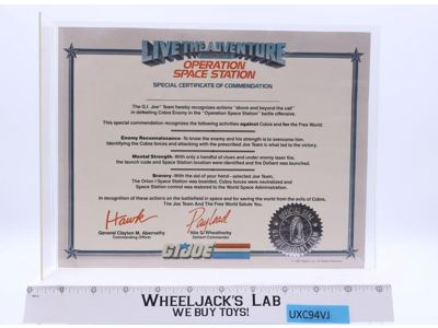 G.I. Joe Opertaion Space Station Certificate 1987 Hasbro Vintage Figure