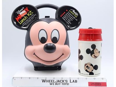 Mickey Mouse Head Lunch Kit W/ Thermos Disney Aladdin Ind. NEW