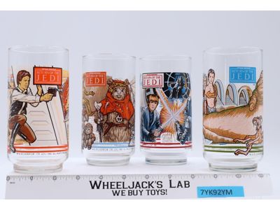 Complete Set of 4 Star Wars Return of the Jedi Glass Cups 1983 Burger King