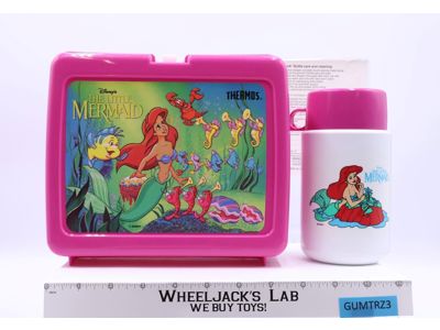 The Little Mermaid Plastic Lunchbox W/ Thermos Mug Disney Thermos Brand NEW MINT