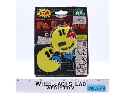 Pac-Man Stick-On LCD Quartz Digital Clock 1982 M.Z. Berger Vintage NEW SEALED