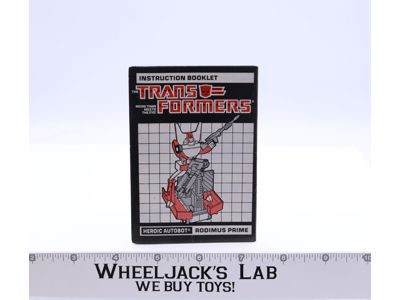 Rodimus Prime Action Figure Instruction Manual Booklet 1986 G1 Transformers
