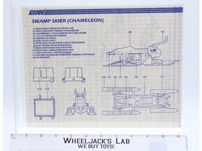 Swamp Skier 1984 ORIGINAL Instructions/ Blueprints G.I. Joe Hasbro Action Figure