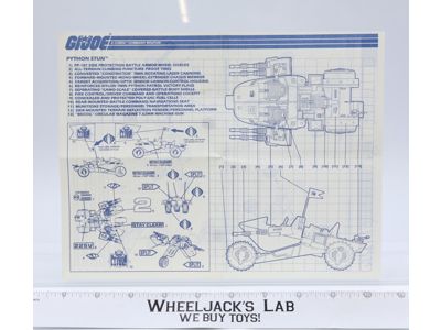 Python Stun 1988 ORIGINAL Instructions / Blueprints G.I. Joe Hasbro Vehicle
